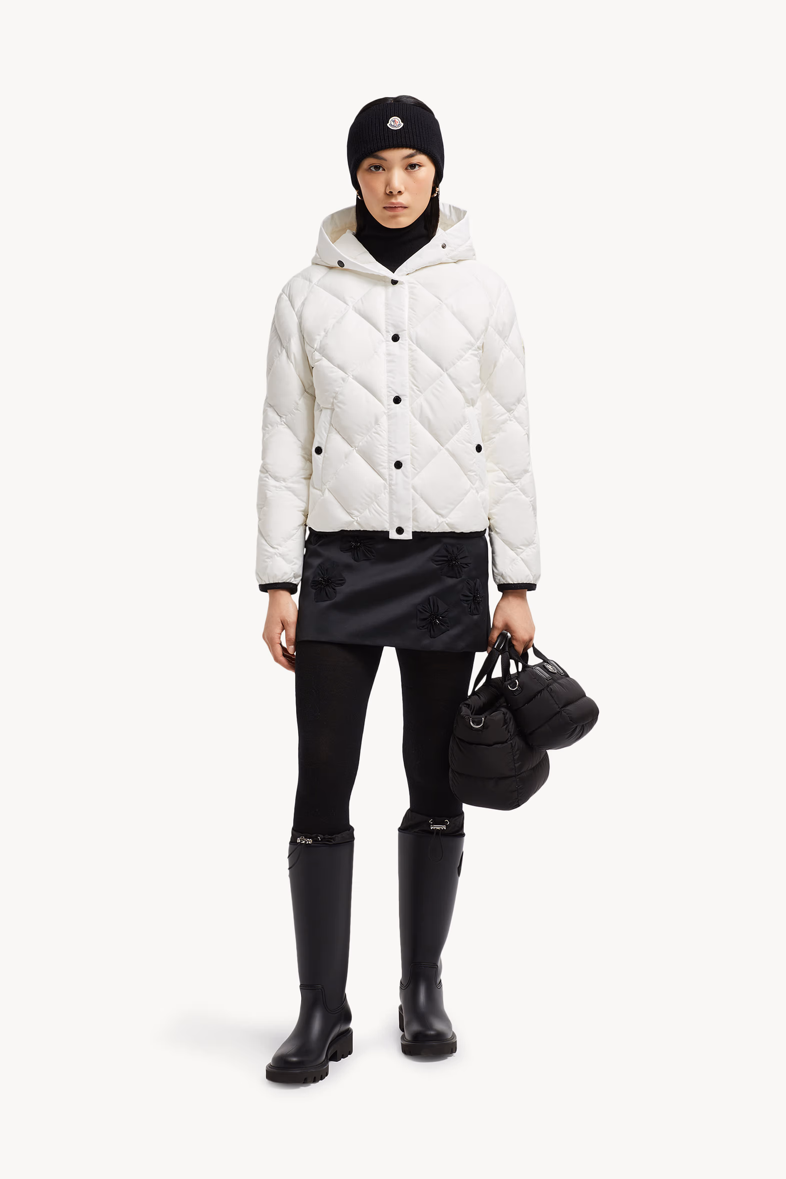 Arvouin Hooded Diamond-Quilted Short Down Jacket White Moncler 0